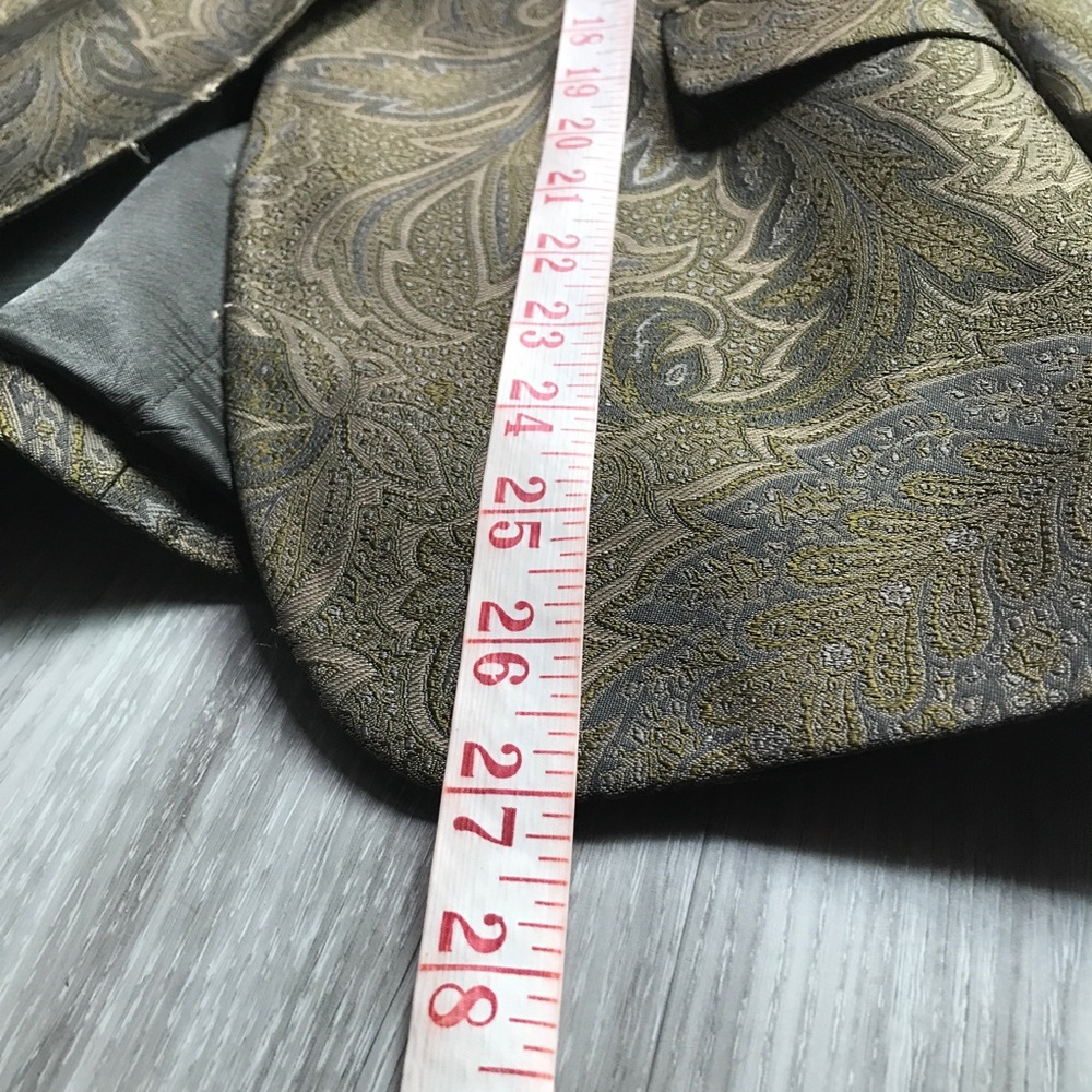 MICHEAL KORS WOMENS BLAZER DINNER JACKET CHARTREUSE GOLD PAISLEY MADE IN ITALY 4 - Picture 8 of 9
